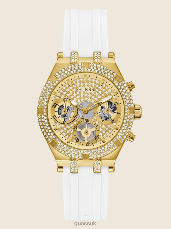 GUESS Women Silicone Multifunction Watch Rose Gold Accessory V28V63645