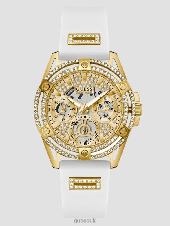 GUESS Women Silicone Multifunction Watch White Multi Accessory V28V63640