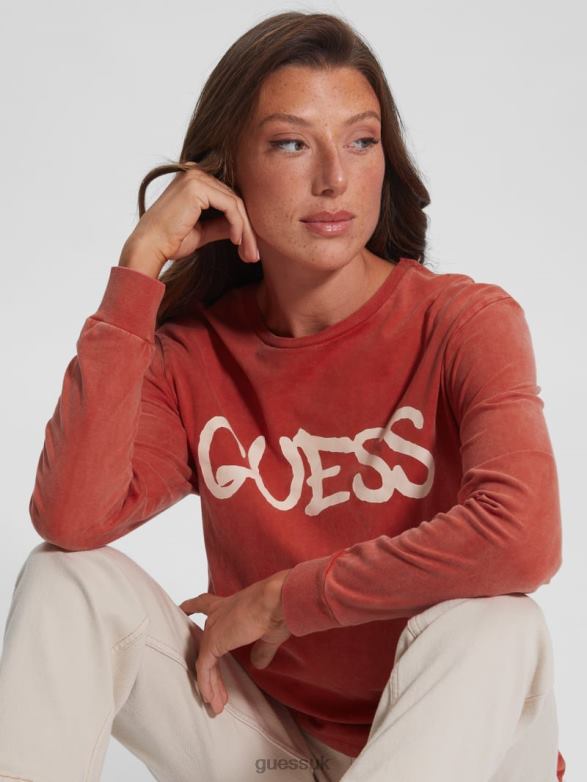 GUESS Women Balloon Girl Tee Blazing Red Apparel V28V61400