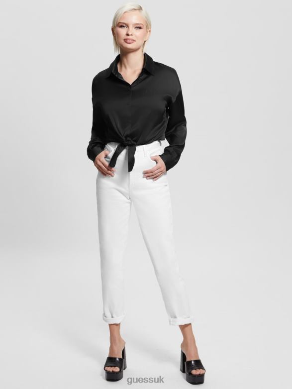 GUESS Women Eco Bow Jun Shirt Black Apparel V28V61007