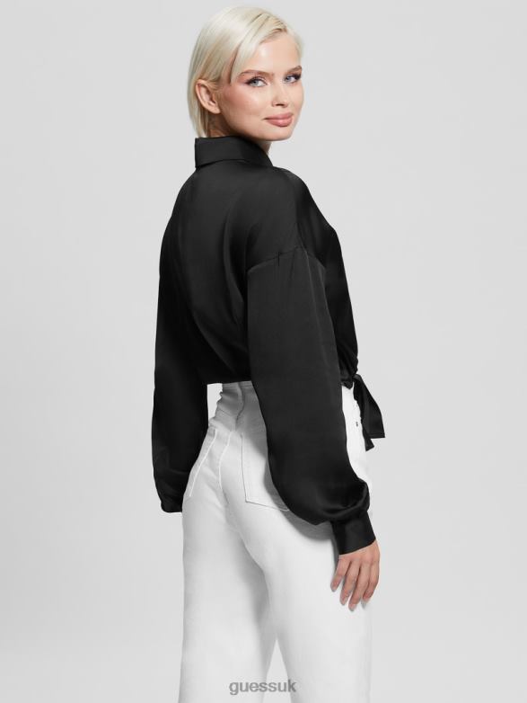 GUESS Women Eco Bow Jun Shirt Black Apparel V28V61007