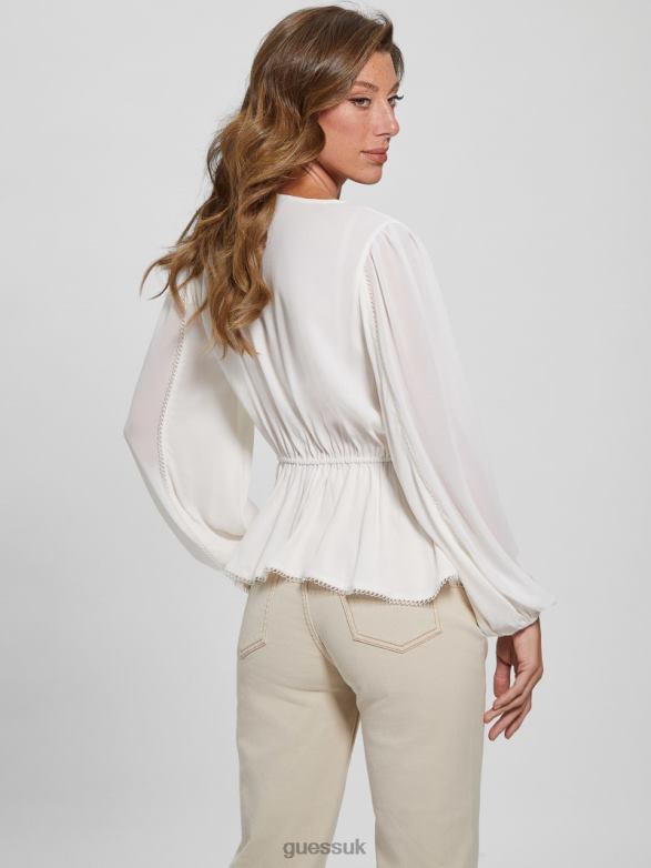 GUESS Women Eco Hera Top Cream White Apparel V28V61646