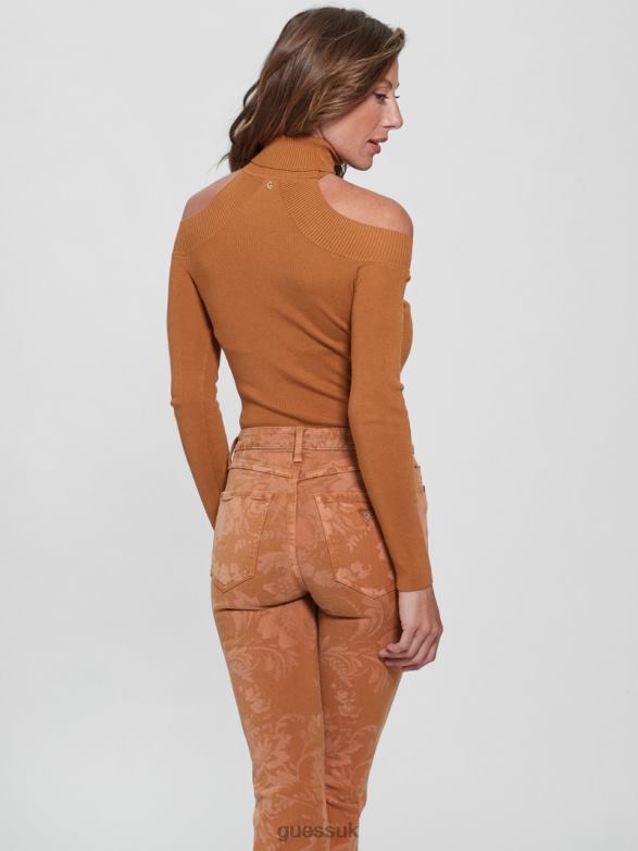 GUESS Women Eco Kamia Cutout Top Amber Honey Apparel V28V61331