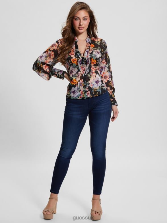 GUESS Women Eco Monica Chiffon Long-Sleeve Top Ciaobella Apparel V28V61242