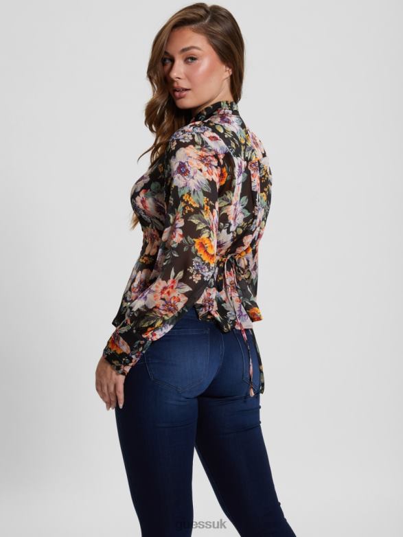 GUESS Women Eco Monica Chiffon Long-Sleeve Top Ciaobella Apparel V28V61242