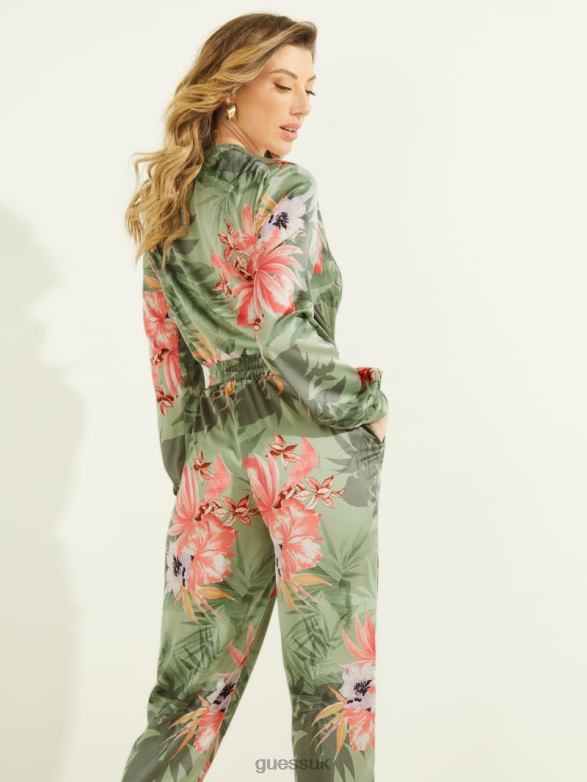 GUESS Women Eco Stefania Bodysuit Hawaiian Floral Print Apparel V28V61564
