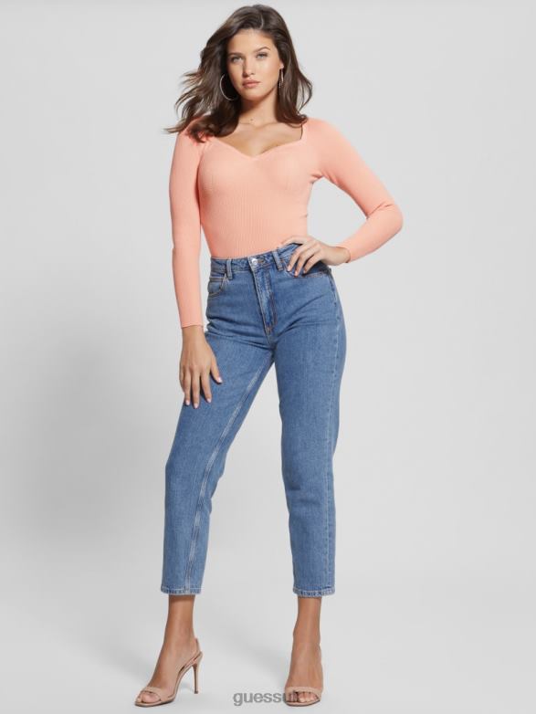 GUESS Women Eco Sweetheart Sonnet Sweater Powder Rose Apparel V28V61313