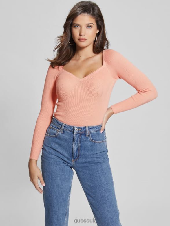 GUESS Women Eco Sweetheart Sonnet Sweater Powder Rose Apparel V28V61313