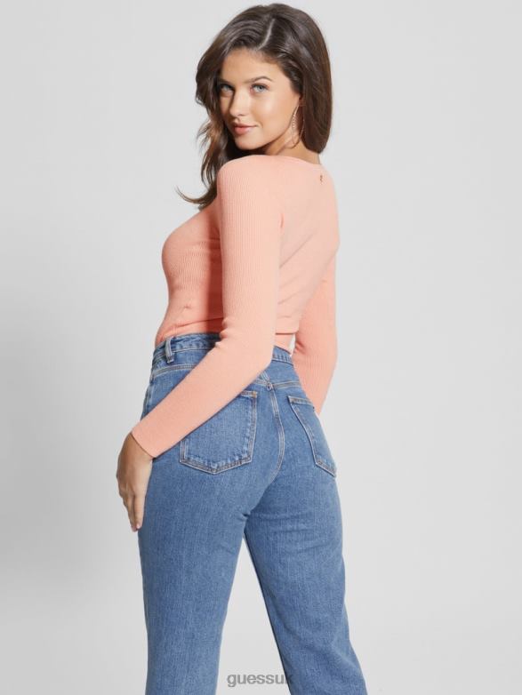 GUESS Women Eco Sweetheart Sonnet Sweater Powder Rose Apparel V28V61313