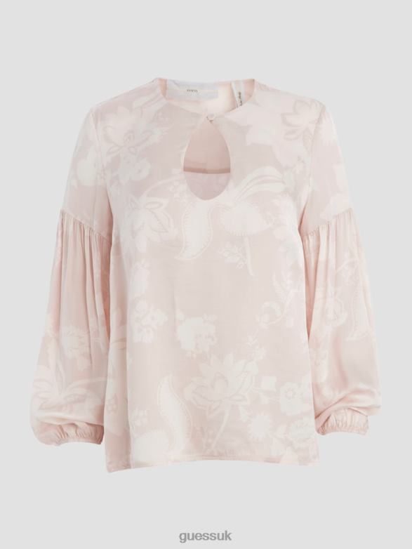 GUESS Women Oceane Blouse Dolly Pink Apparel V28V61540