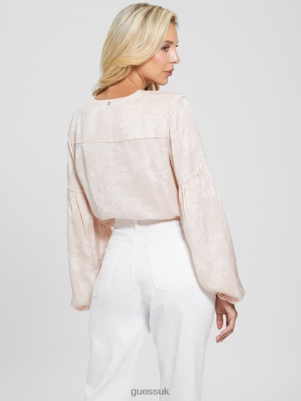 GUESS Women Oceane Blouse Dolly Pink Apparel V28V61540