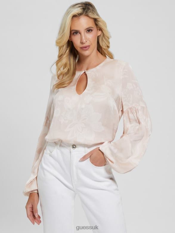 GUESS Women Oceane Blouse Dolly Pink Apparel V28V61540