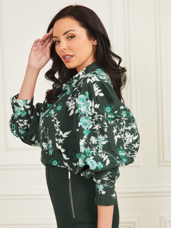 GUESS Women Petal Pose Yvonne Blouse Petal Pose Chenille Green Apparel V28V61706