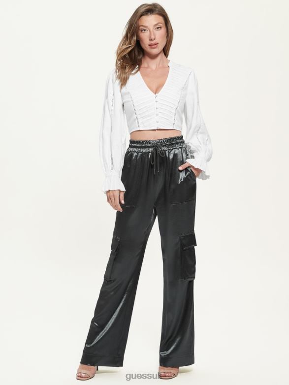 GUESS Women Rhea Linen Blouse Pure White Apparel V28V61417