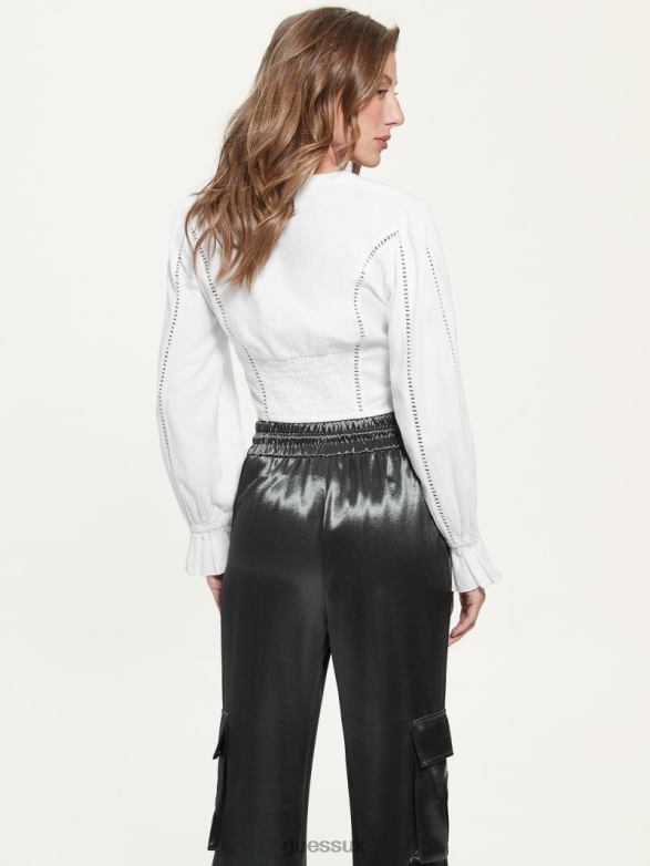 GUESS Women Rhea Linen Blouse Pure White Apparel V28V61417