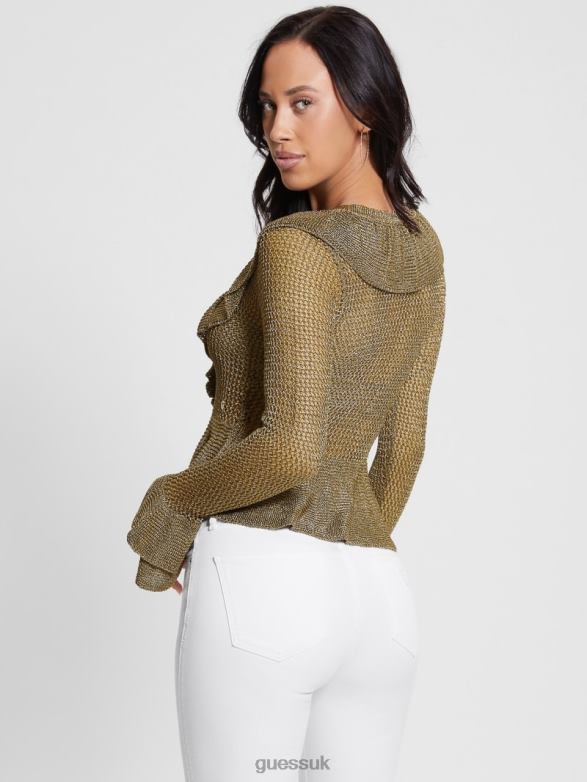 GUESS Women Savannah Lurex Cardigan Black Gold Multi Apparel V28V6943