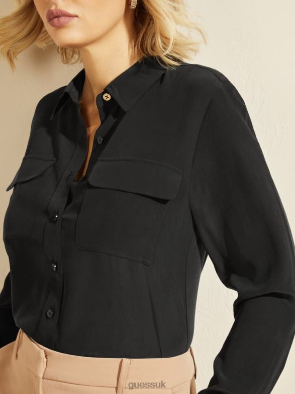GUESS Women The Essence Blouse Black Apparel V28V61162
