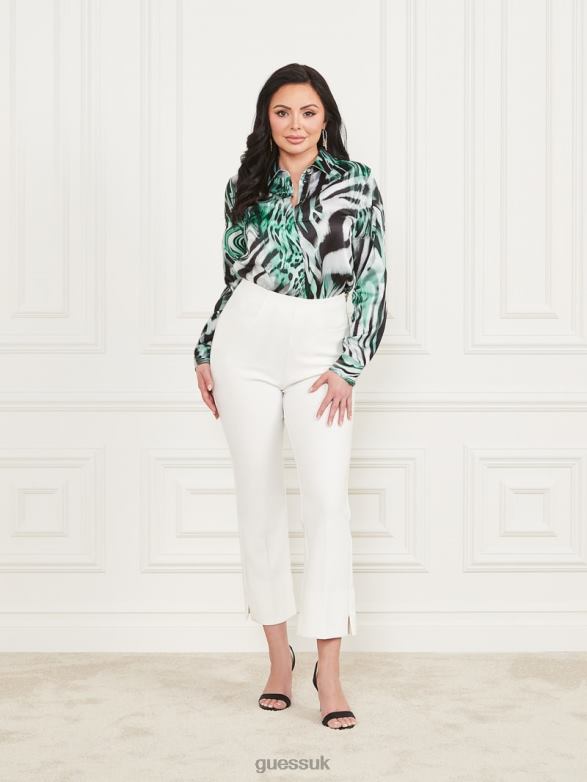 GUESS Women The Icon Printed Blouse Feline Feeling Print Apparel V28V61207