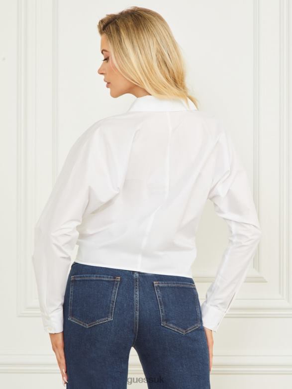 GUESS Women Tiffany Poplin Blouse Blanc Pur Apparel V28V61114