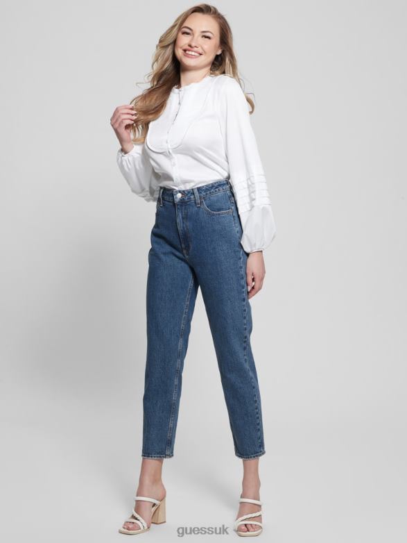 GUESS Women Tina Woven Blouse Pure White Apparel V28V61302