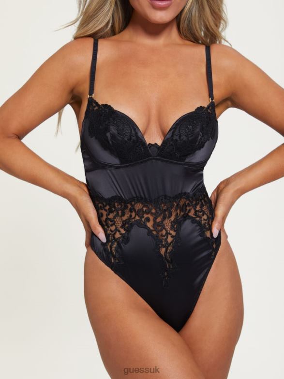 GUESS Women Bridgette Thong Bodysuit Black Apparel V28V62648