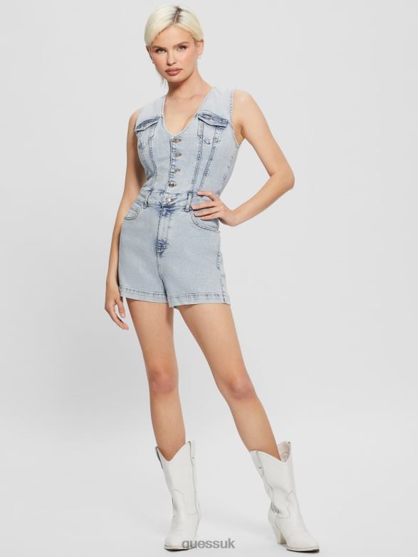 GUESS Women Eco Bella Denim Romper Heart Lake Apparel V28V69