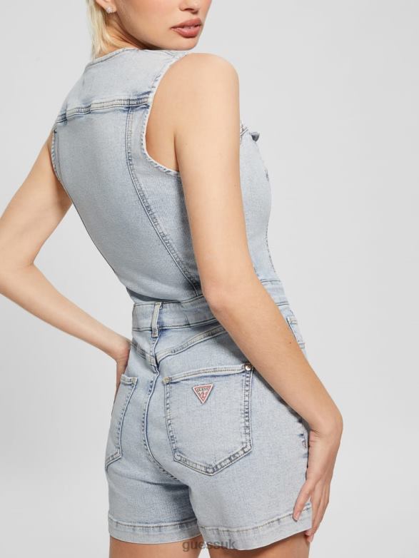 GUESS Women Eco Bella Denim Romper Heart Lake Apparel V28V69