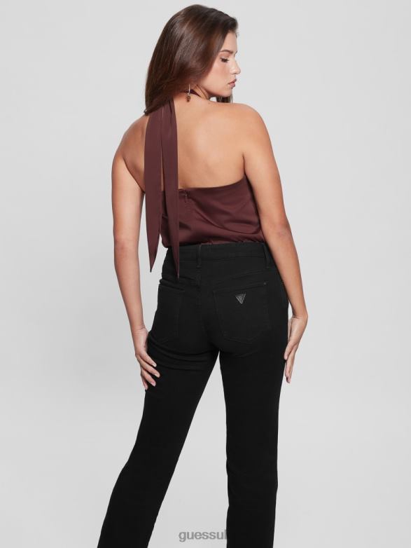 GUESS Women Eco Heather Halter Bodysuit Mystic Wine Apparel V28V61463