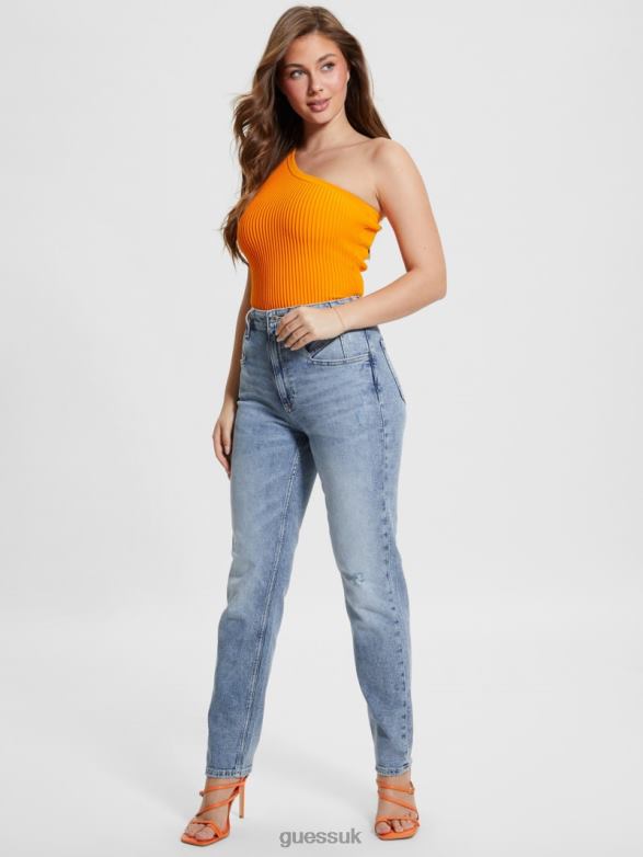 GUESS Women Eco Mel Ottoman Bodysuit Inspire Orange Apparel V28V6980