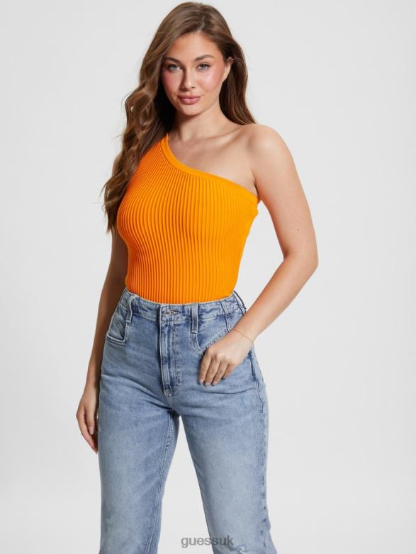 GUESS Women Eco Mel Ottoman Bodysuit Inspire Orange Apparel V28V6980