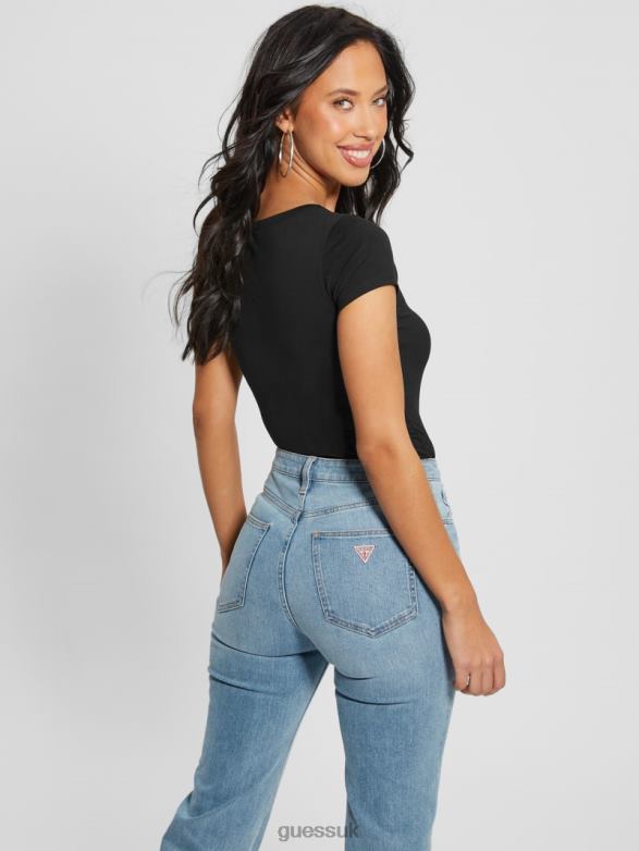 GUESS Women Eco Triangle Scoop Bodysuit Black Apparel V28V61078