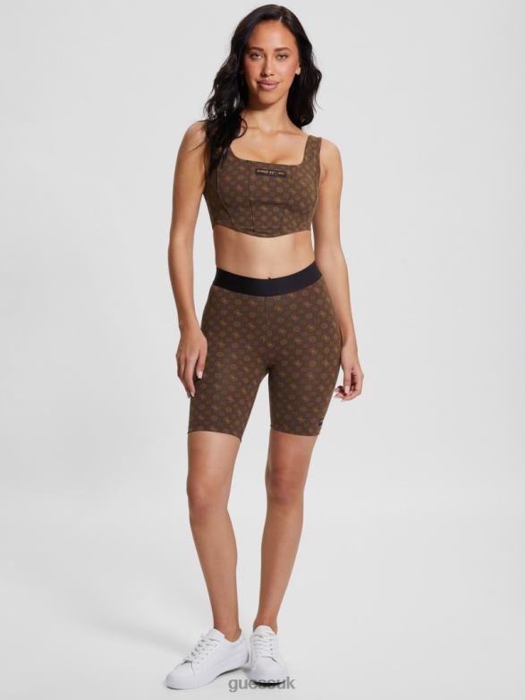 GUESS Women Aggie Active Bra Aop Brown Ologram Apparel V28V61164