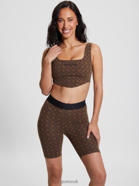 GUESS Women Aggie Active Bra Aop Brown Ologram Apparel V28V61164