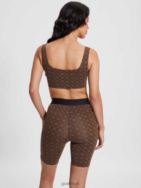 GUESS Women Aggie Active Bra Aop Brown Ologram Apparel V28V61164