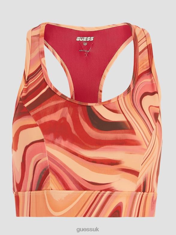 GUESS Women Eco Eppie Active Bra Dancing Dunes Red Apparel V28V61426
