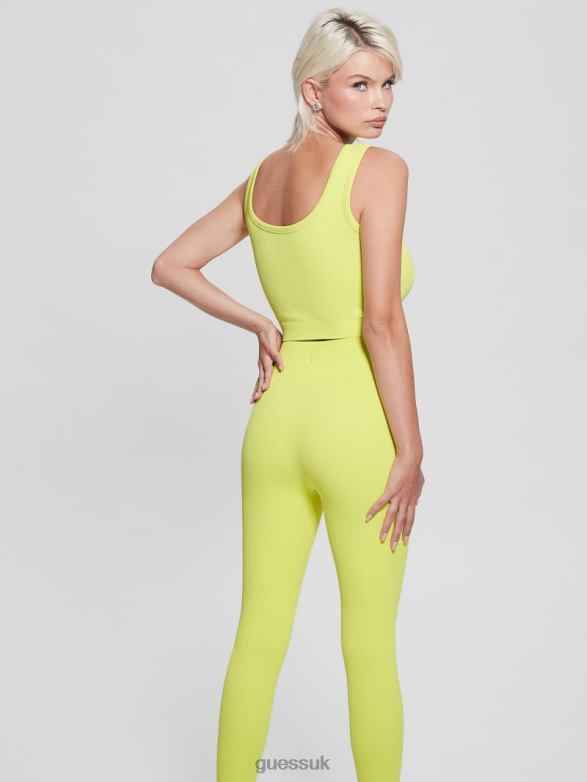 GUESS Women Seamless Ribbed Active Bra Acid Bite Apparel V28V61490
