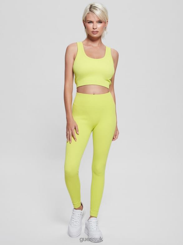 GUESS Women Seamless Ribbed Active Bra Acid Bite Apparel V28V61490