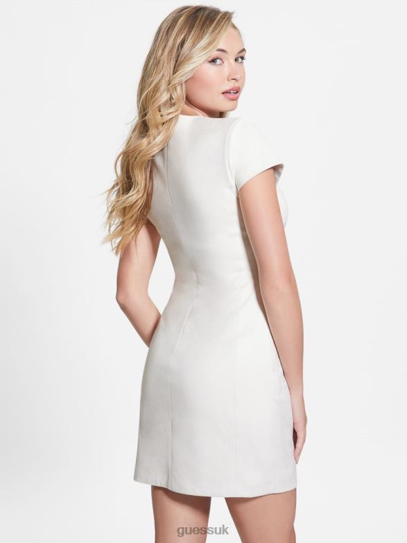 GUESS Women Alma Faux-Suede Dress Cream White Apparel V28V6694
