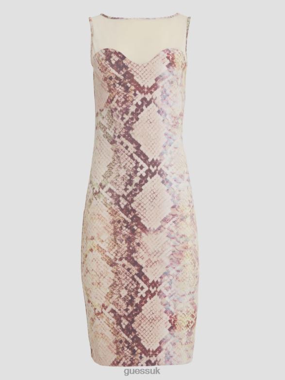 GUESS Women Amanda Snakeskin Dress Glam Snake Print Apparel V28V6595