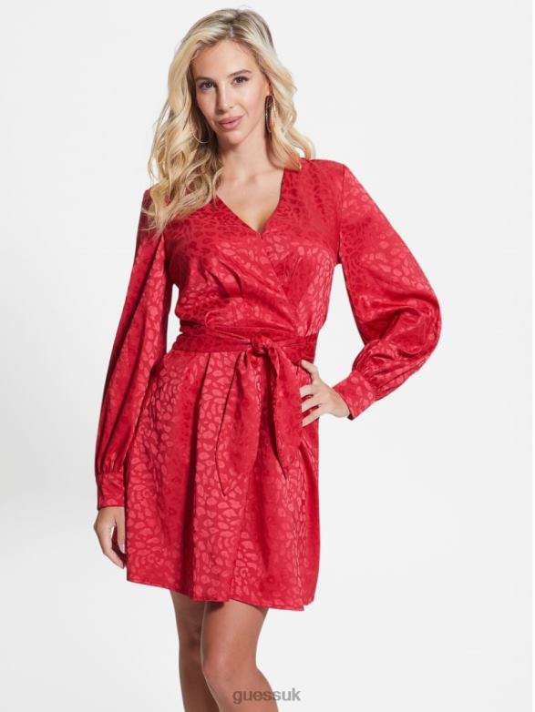 GUESS Women Brielle Leopard Dress Fruit Juice Pink Apparel V28V6891