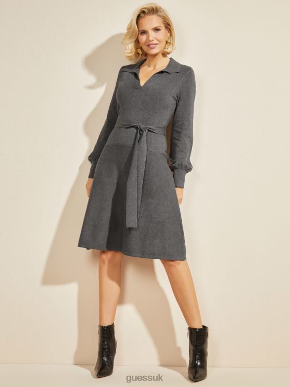 GUESS Women Brooklyn Sweater Dress Dark Coal Heather Apparel V28V6860