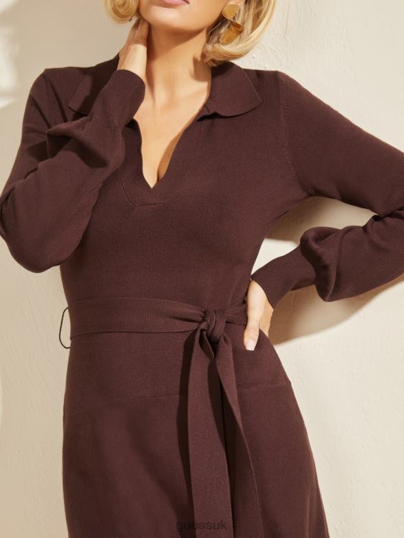 GUESS Women Brooklyn Sweater Dress Mahogany Apparel V28V6853