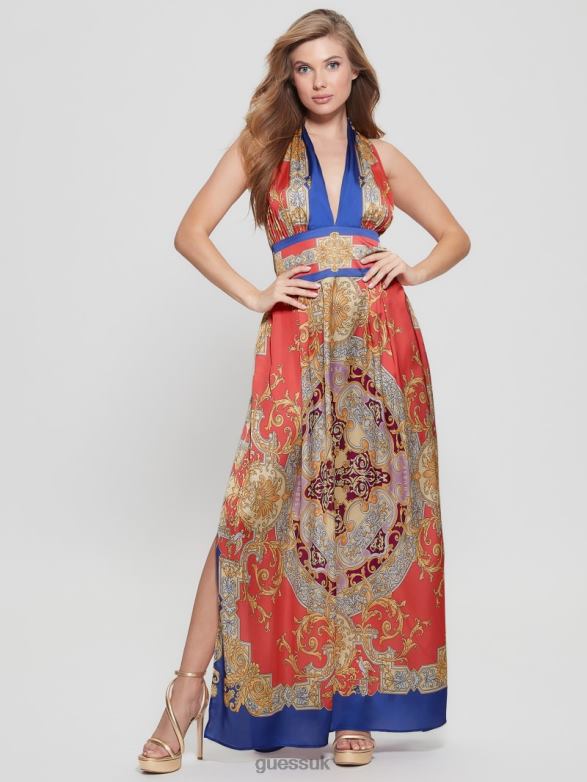 GUESS Women Capucine Maxi Dress Baroque Pink Apparel V28V6337