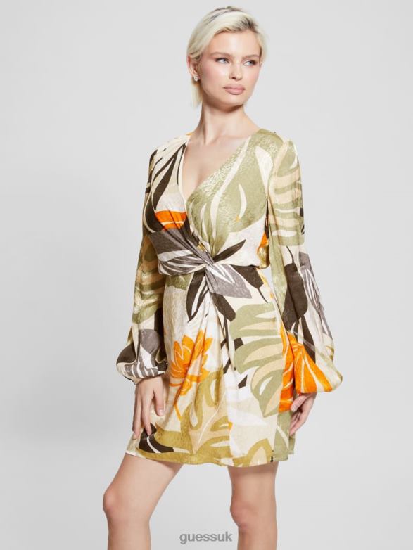 GUESS Women Cassia Jacquard Dress Foliage Form Print Apparel V28V6476