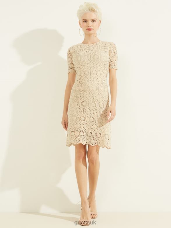 GUESS Women Charlotte Crochet Dress Off White Multi Apparel V28V6912