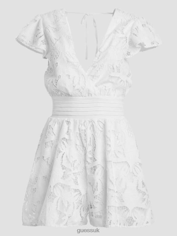 GUESS Women Chloe Eyelet Romper Pure White Apparel V28V6367