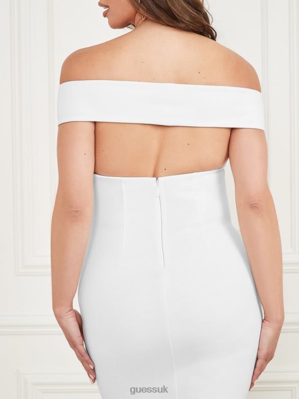 GUESS Women Dahlia Off-the-Shoulder Dress Pale Pearl Apparel V28V6577