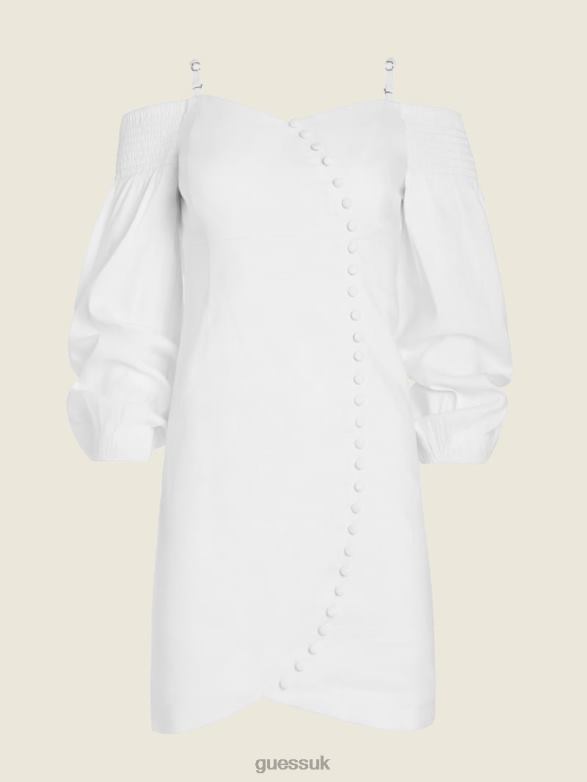 GUESS Women Dawn Cold-Shoulder Dress Pure White Apparel V28V6840