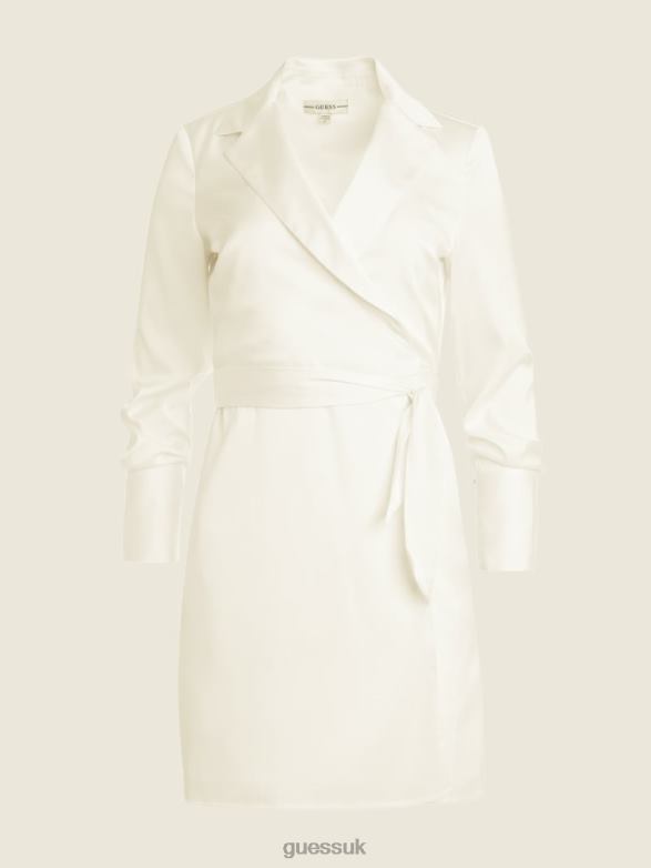 GUESS Women Eco Adair Wrap Dress Cream White Apparel V28V6855