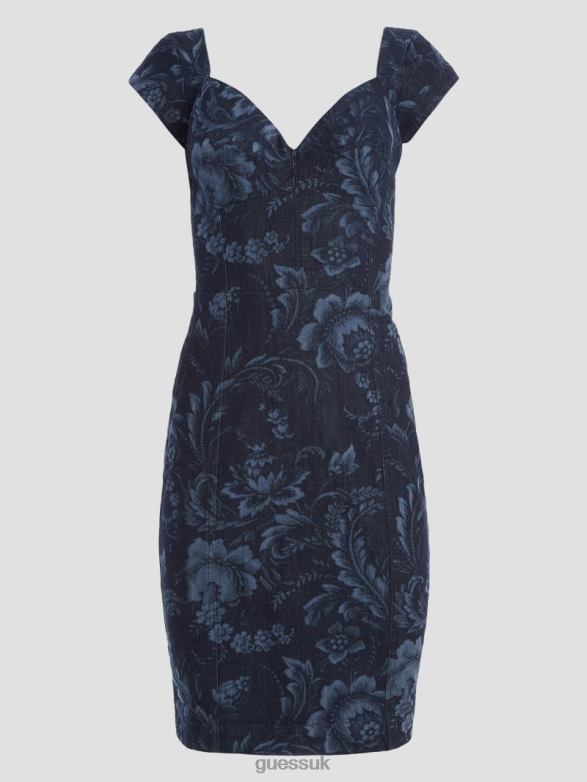 GUESS Women Eco Adie Denim Dress Wild Flower Laser Print Apparel V28V6292